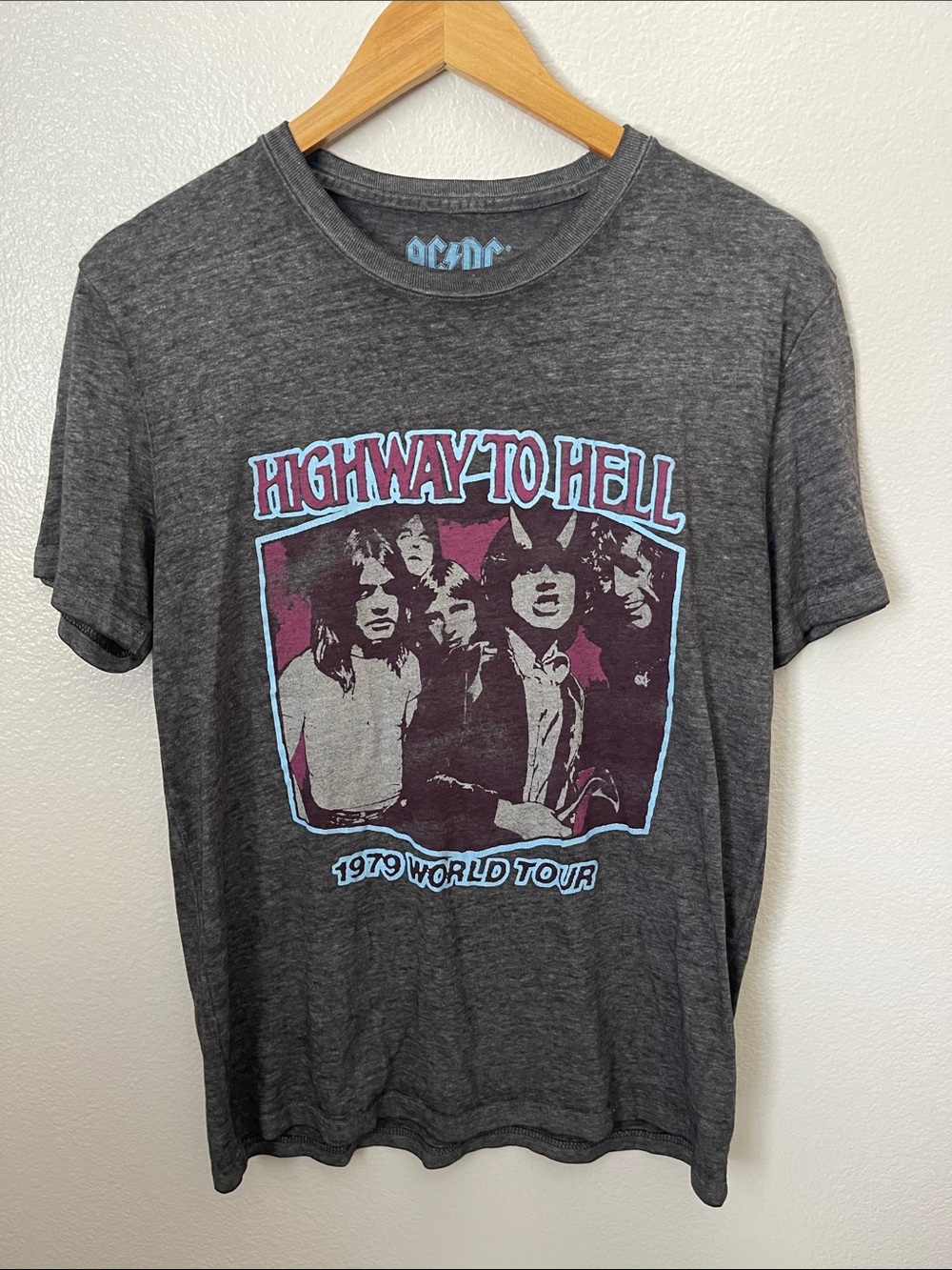Ac/Dc lucky brand burn out band tee S